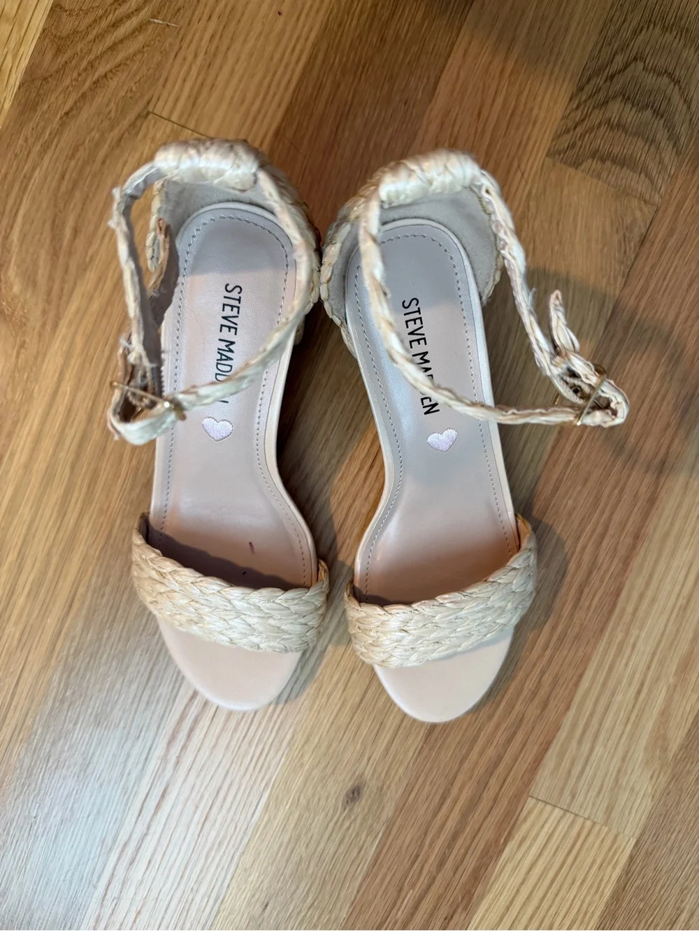 Steve Madden Girl’s Cream Braided Strap Sandals